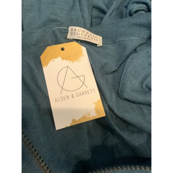 Brunello Cucinelli Blue Cashmere Knit Long Sleeve High Neck Jumpsuit, Size Large - Picture 10 of 11